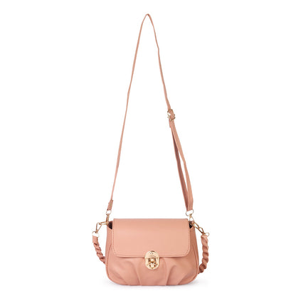 Ms. Trendy Stylish Vegan Leather Cross Body Sling Bag - Beige