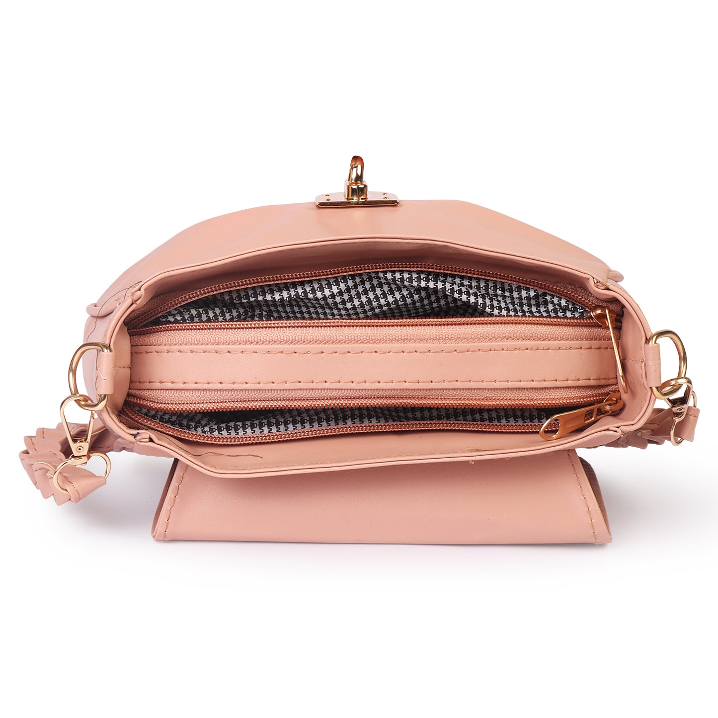 Ms. Trendy Stylish Vegan Leather Cross Body Sling Bag - Peach