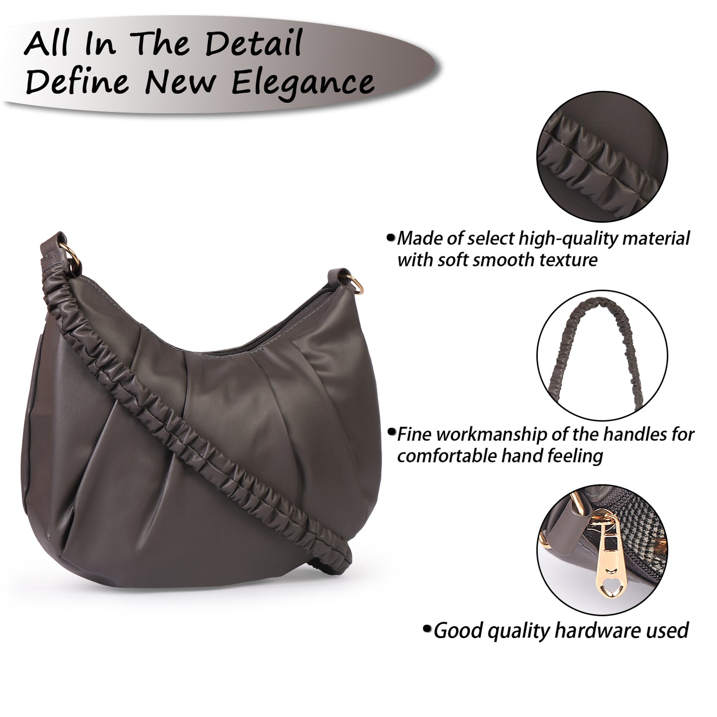 Monaco Wrinkle Vegan Leather Shoulder Bag - Brown