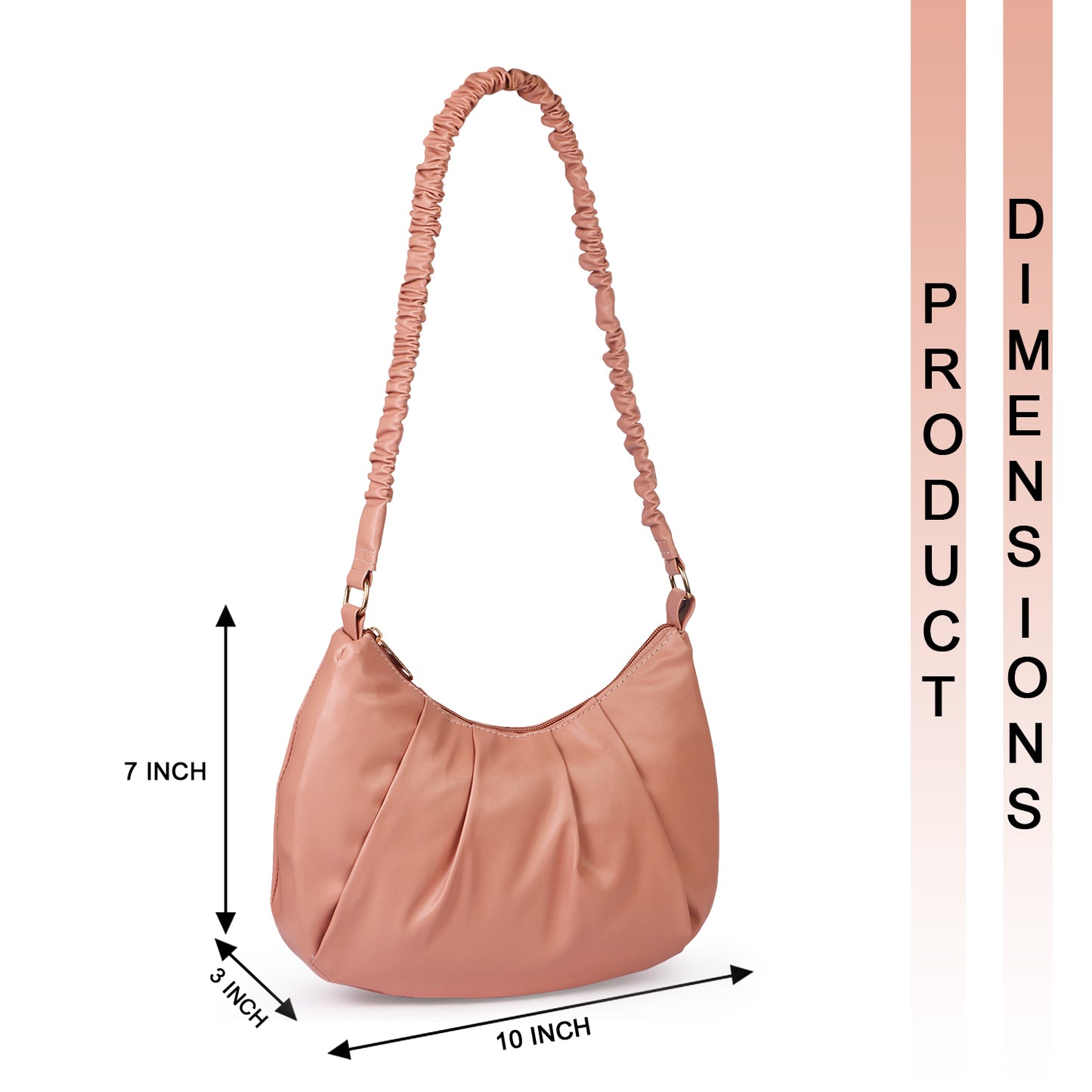 Monaco Wrinkle Vegan Leather Shoulder Bag - Peach