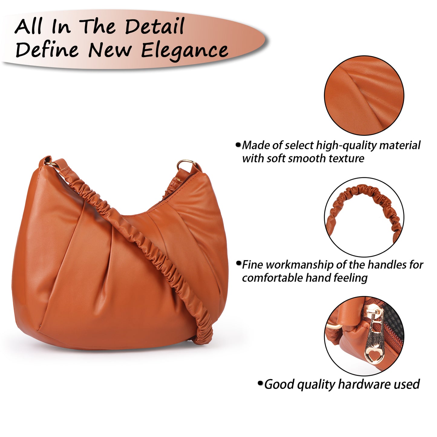 Monaco Wrinkle Vegan Leather Shoulder Bag - Tan