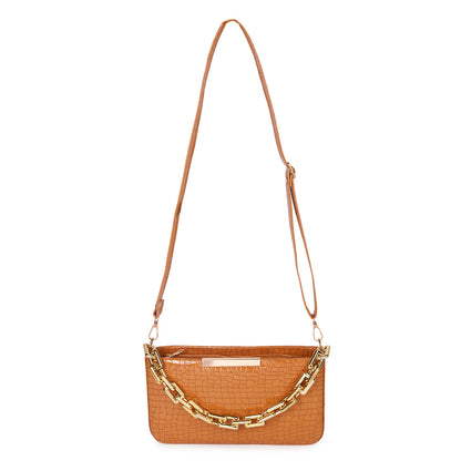 Miss Zury Viper Skin Vegan Leather Sling Bag - Tan