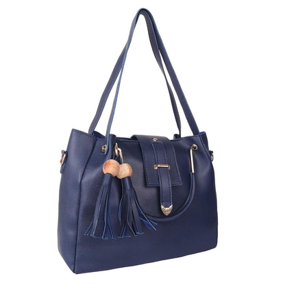 Ibiza Double Tassel Combo Pack of 2 Pcs Handbag with Sling Bag - Blue