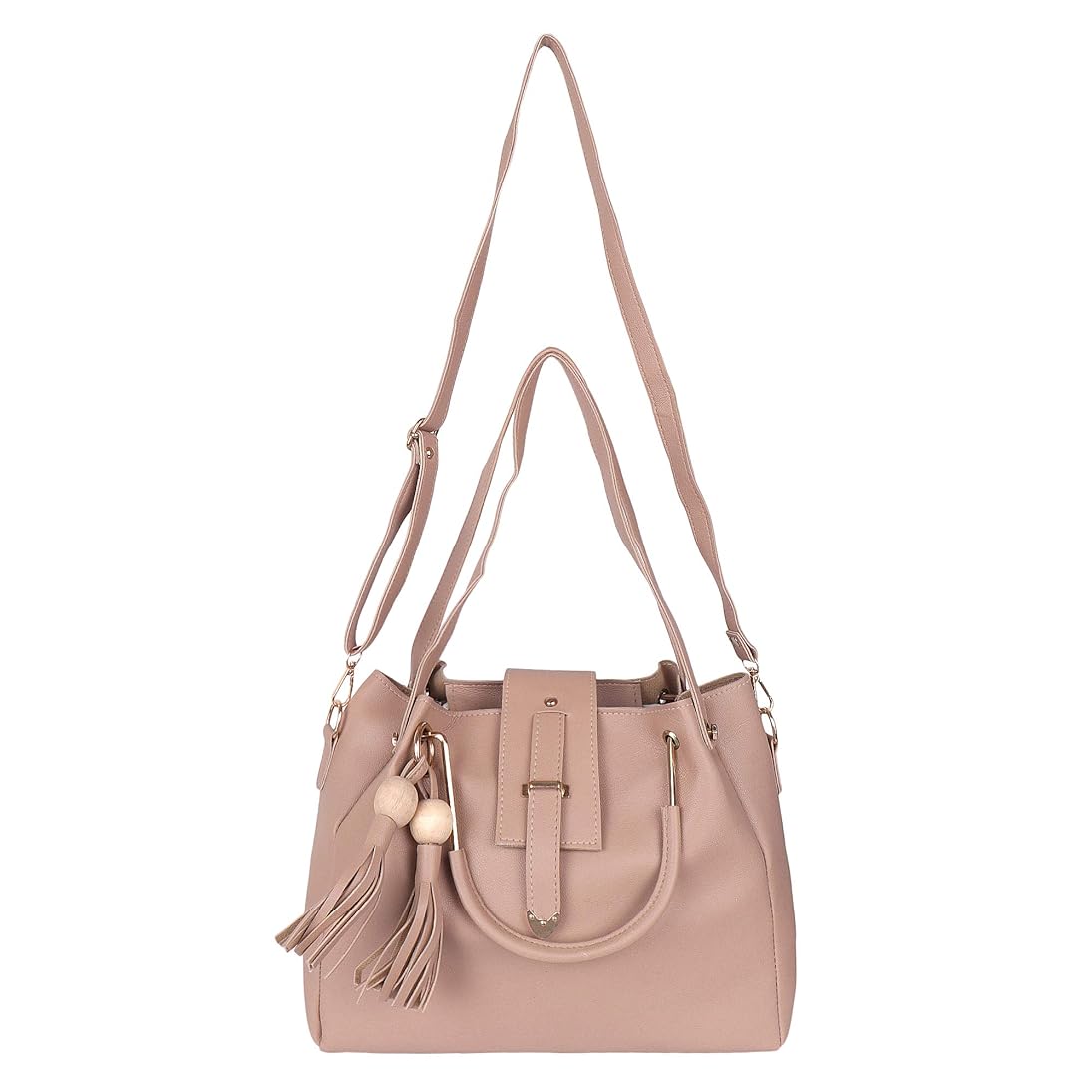 Ibiza Double Tassel Combo Pack of 2 Pcs Handbag with Sling Bag - Cream