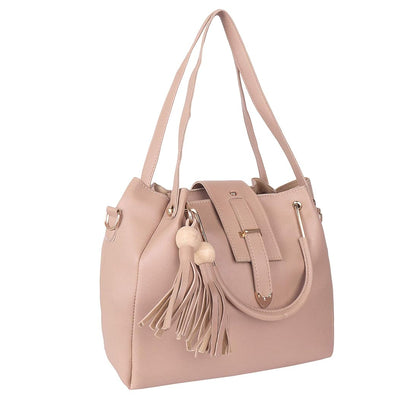 Ibiza Double Tassel Combo Pack of 2 Pcs Handbag with Sling Bag - Cream