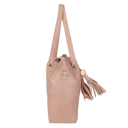 Ibiza Double Tassel Combo Pack of 2 Pcs Handbag with Sling Bag - Cream