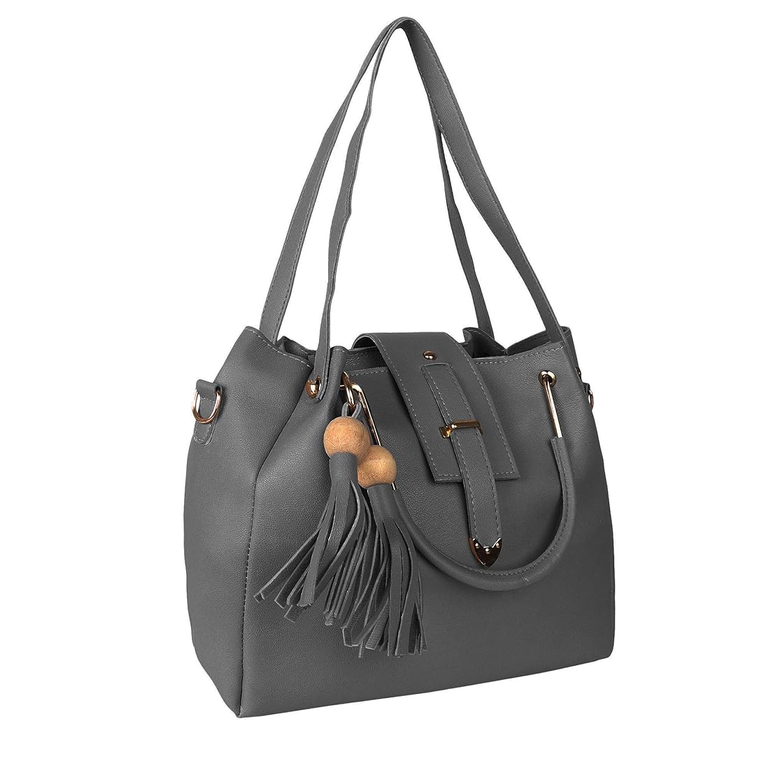 Ibiza Double Tassel Combo Pack of 2 Pcs Handbag with Sling Bag - Grey