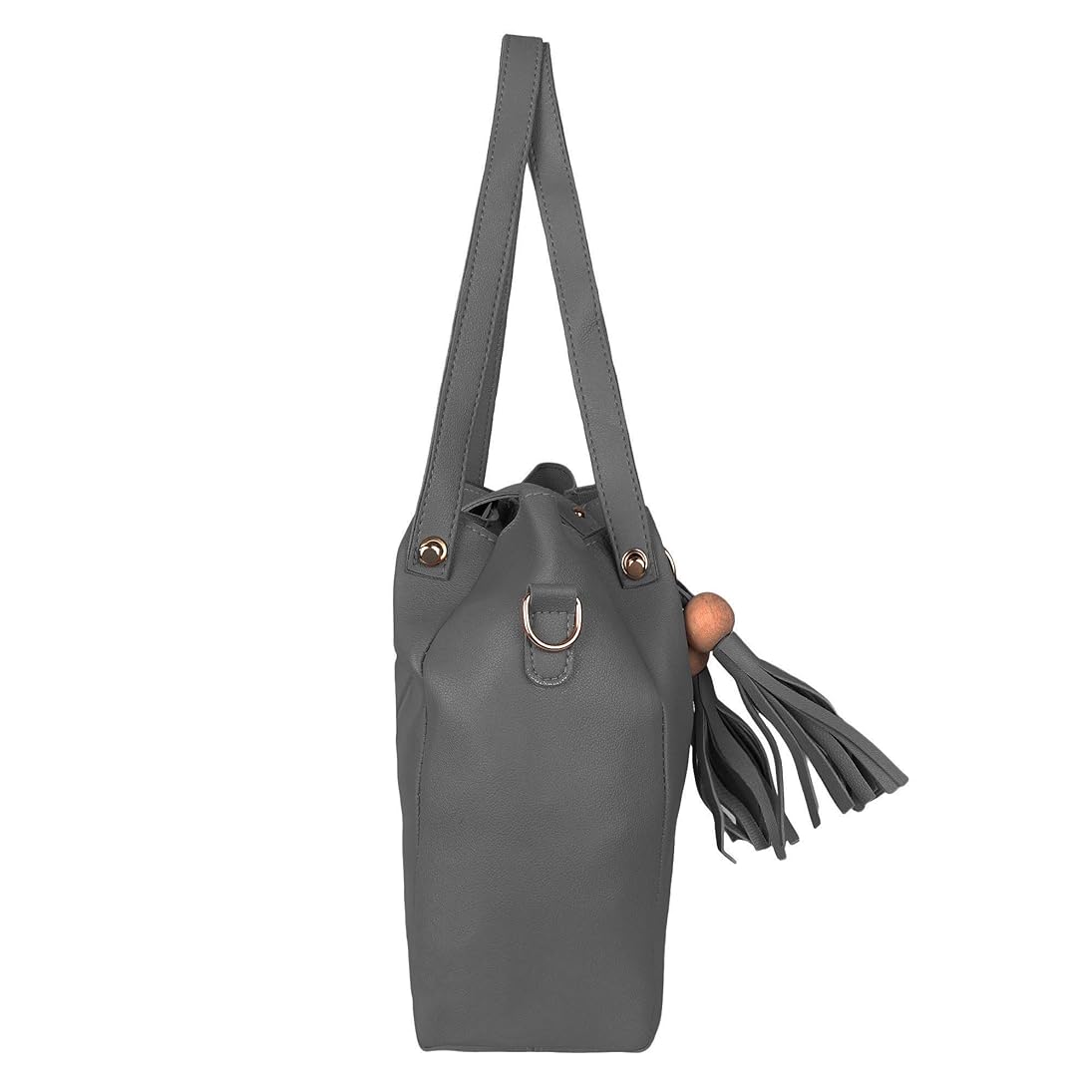 Ibiza Double Tassel Combo Pack of 2 Pcs Handbag with Sling Bag - Grey